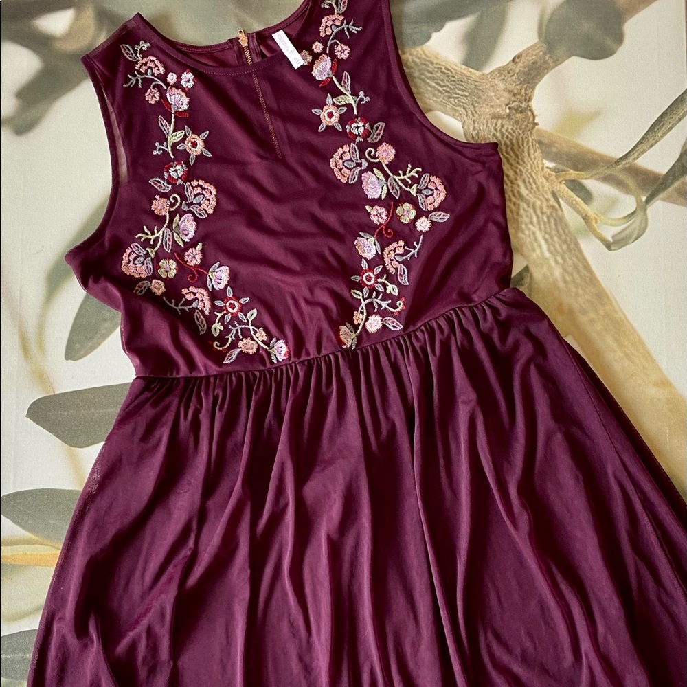 Burgundy Embroidered Xhilaration Dress